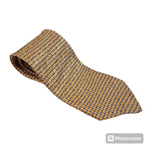 ROBERT TALBOTT Studio 100% Hand Sewn Luxury Silk Gold Silver Made In U.S.A Tie